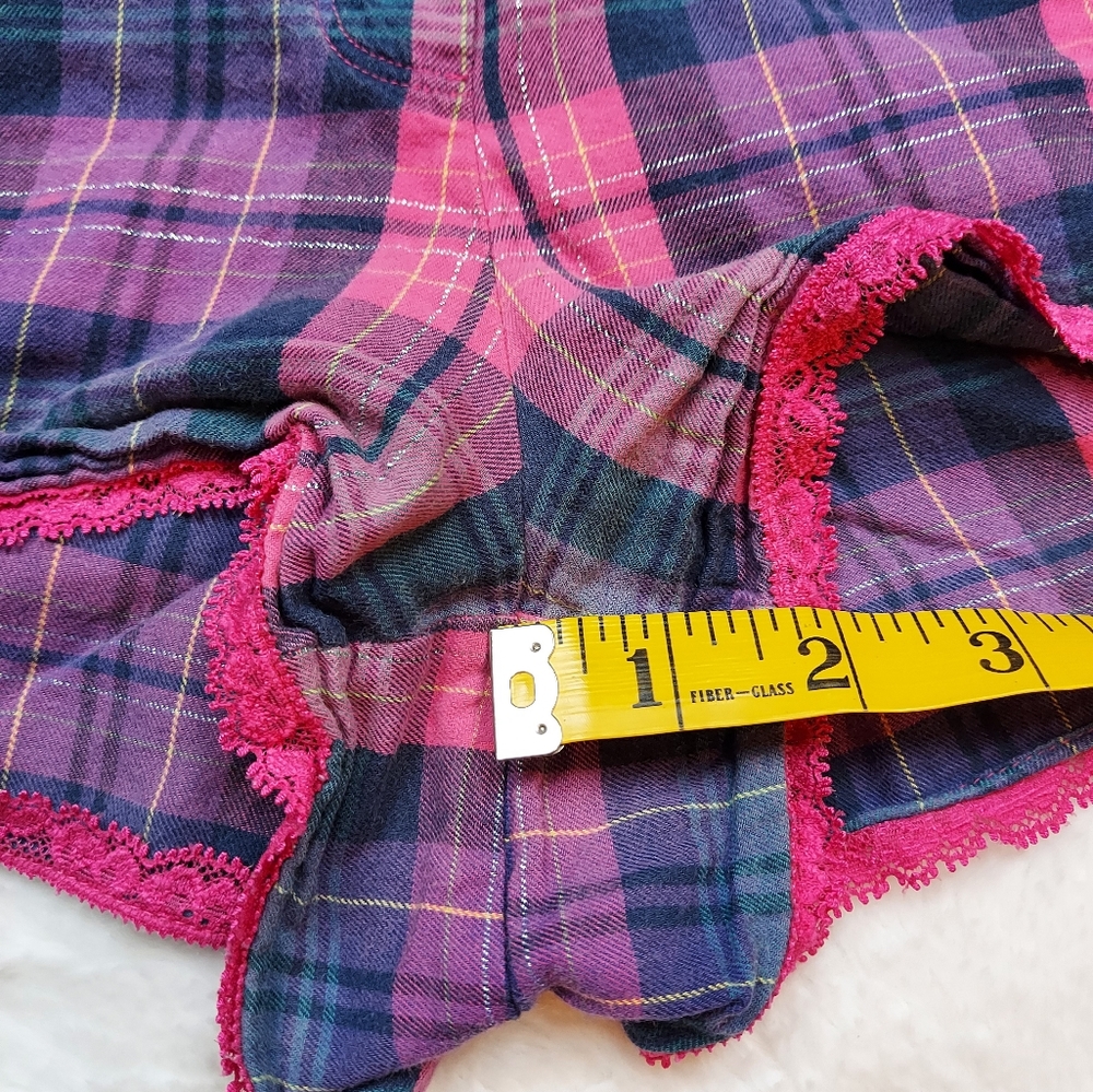 3/$20 Victoria's Secret Pink Purple Plaid Mid Rise Short Pajama Shorts Size S - Picture 5 of 9
